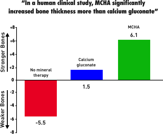 Graph: Increase of bone thickness MCHA